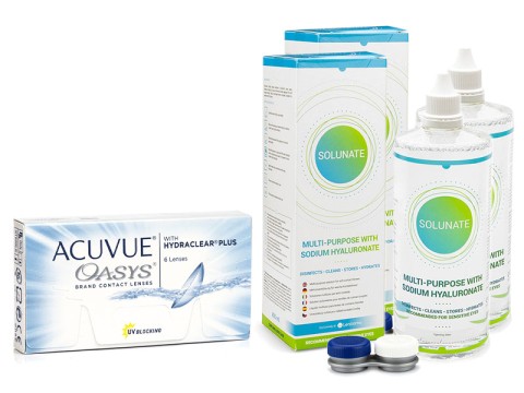 Acuvue Oasys (6 šošoviek) + 2 x Solunate Multi-Purpose 400 ml s puzdrom