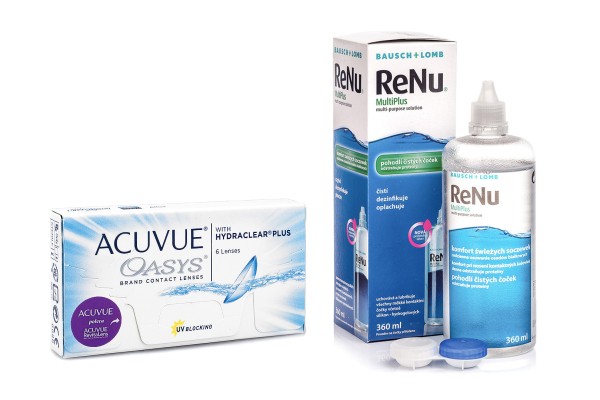 Acuvue Oasys (6 šošoviek) + ReNu MultiPlus 360 ml s puzdrom