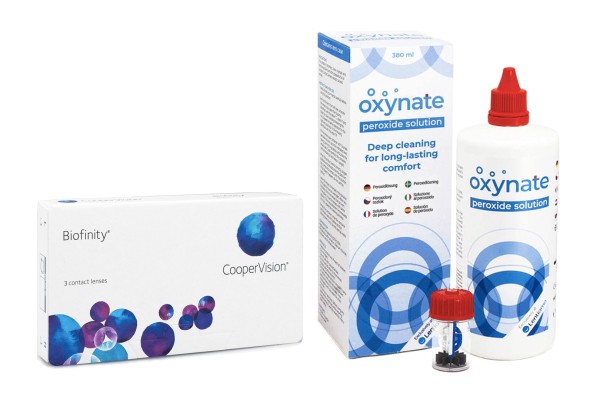 Biofinity CooperVision (3 šošovky) + Oxynate Peroxide 380 ml s puzdrom