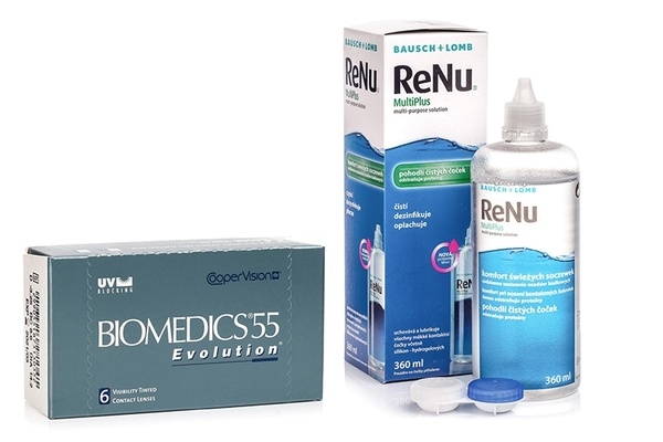 Biomedics 55 Evolution CooperVision (6 šošoviek) + ReNu MultiPlus 360 ml s puzdrom