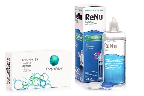 Biomedics 55 Evolution CooperVision (6 šošoviek) + ReNu MultiPlus 360 ml s puzdrom