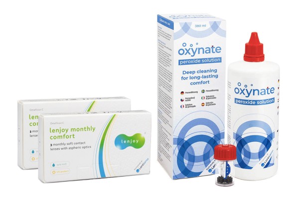 Lenjoy Monthly Comfort (6 šošoviek) + Oxynate Peroxide 380 ml s puzdrom